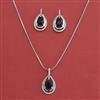 American Diamond Classic Pendant Set with Rhodium Plating