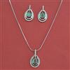 American Diamond Classic Pendant Set with Rhodium Plating