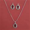 American Diamond Classic Pendant Set with Rhodium Plating