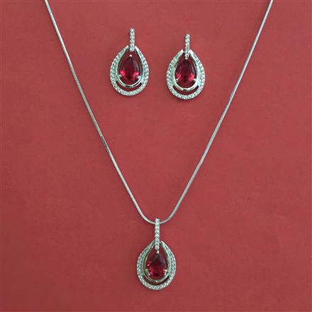 American Diamond Classic Pendant Set with Rhodium Plating