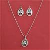 American Diamond Classic Pendant Set with Rhodium Plating