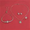 American Diamond Combo Pendant Set with Rhodium Plating Gold Plating