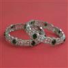 American Diamond 2 Pc Openable Bangles with Rhodium Plating