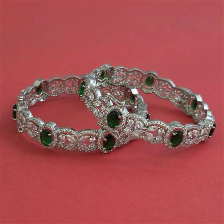 American Diamond 2 Pc Openable Bangles with Rhodium Plating