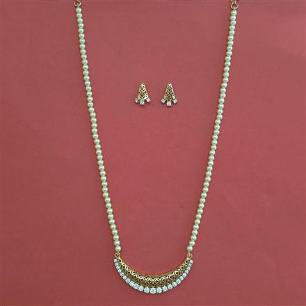 American Diamond Pearl Pendant Set with Carat Plating