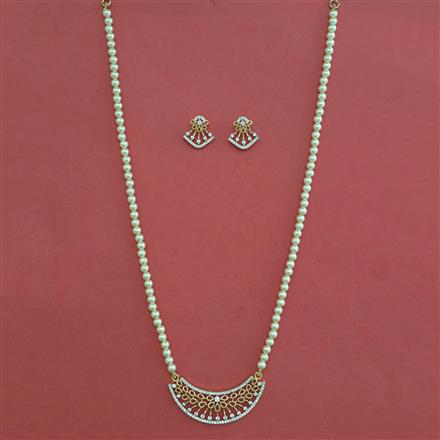 American Diamond Pearl Pendant Set with Carat Plating