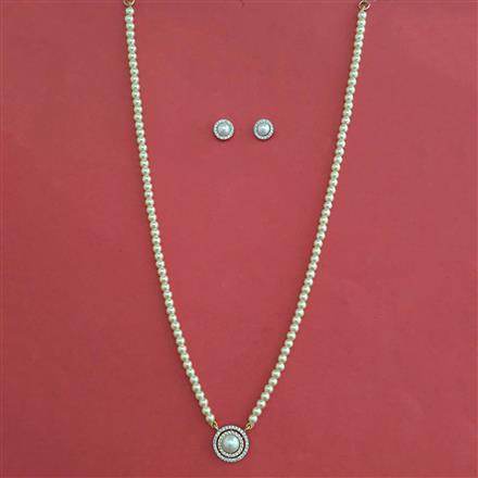 American Diamond Pearl Pendant Set with Carat Plating