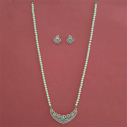 American Diamond Pearl Pendant Set with Carat Plating