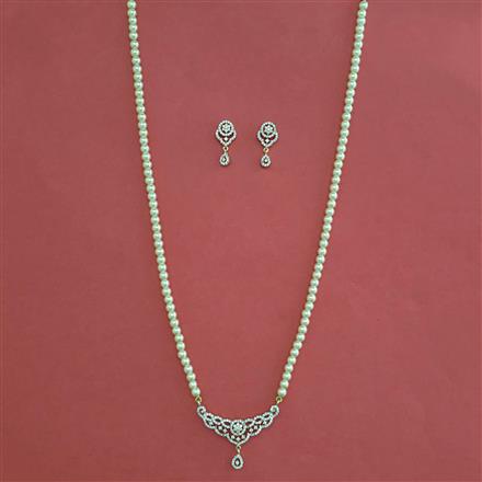 American Diamond Pearl Pendant Set with Carat Plating