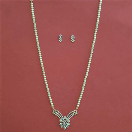 American Diamond Pearl Pendant Set with Carat Plating