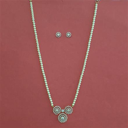 American Diamond Pearl Pendant Set with Carat Plating