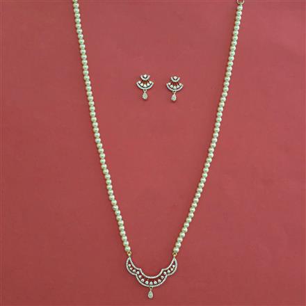 American Diamond Pearl Pendant Set with Carat Plating