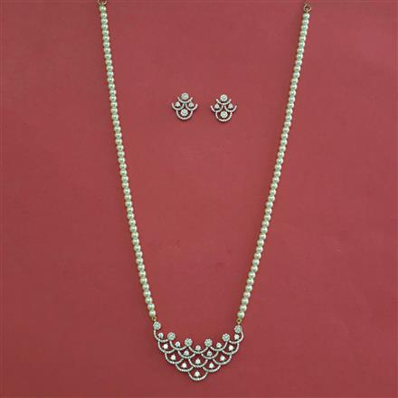 American Diamond Pearl Pendant Set with Carat Plating