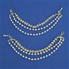American Diamond Pearl Ear Chain with Rhodium Plating Carat Plating