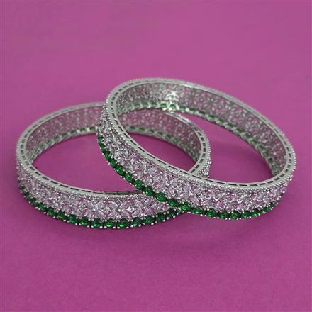 American Diamond Classic Bangles with Rhodium Plating