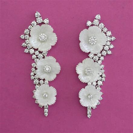 American Diamond Classic Earring with Rhodium Plating