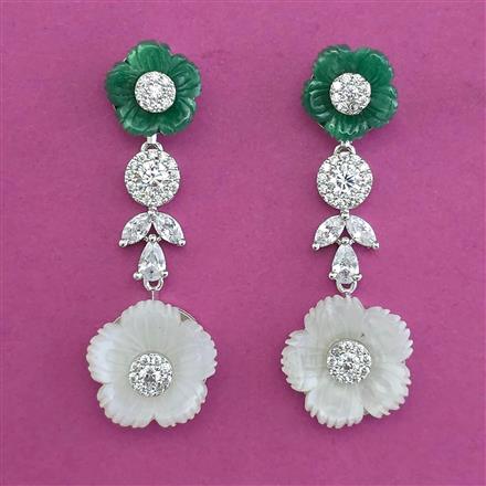 American Diamond Classic Earring with Rhodium Plating