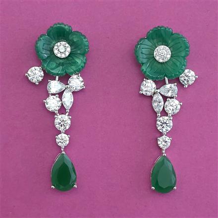 American Diamond Classic Earring with Rhodium Plating