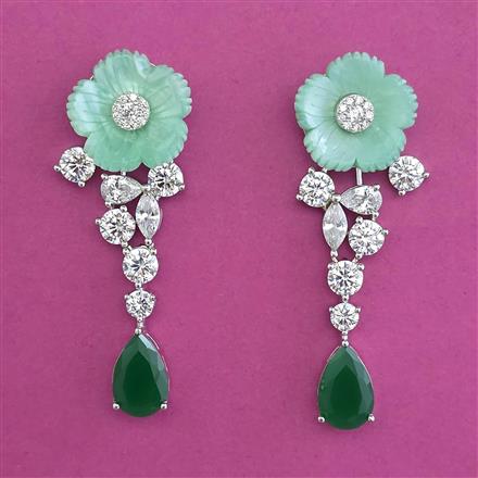 American Diamond Classic Earring with Rhodium Plating