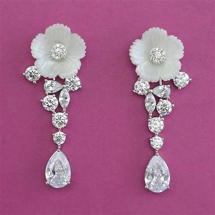 American Diamond Classic Earring with Rhodium Plating