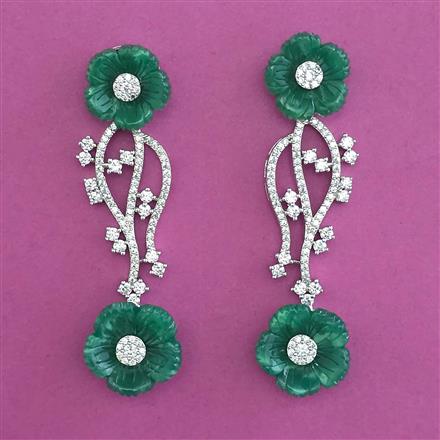 American Diamond Classic Earring with Rhodium Plating