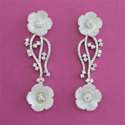 American Diamond Classic Earring with Rhodium Plating