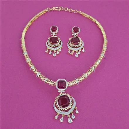 American Diamond Hasli Necklace with 2 Tone Plating