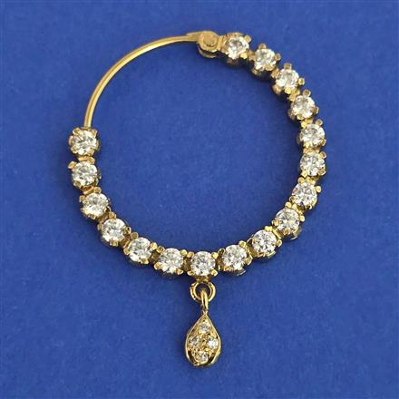 American Diamond Delicate Nose Ring with Rhodium Plating 2 Tone Plating Mehndi Plating