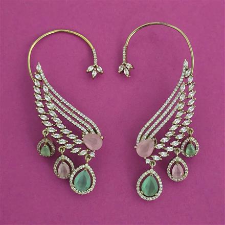 American Diamond Earcuff with Mehndi Plating