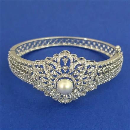 American Diamond Classic Kada with Rhodium Plating Mehndi Plating