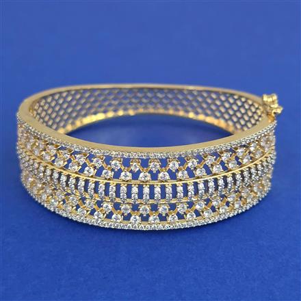 American Diamond Broad Kada With 2 Tone Plating