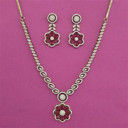 American Diamond Classic Necklace with Mehndi Plating
