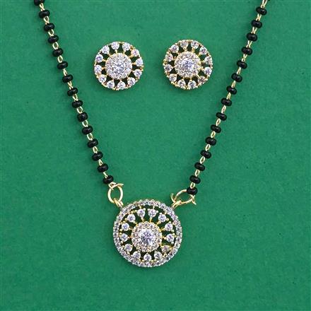 American Diamond Classic Mangalsutra with Rhodium Plating 2 Tone Plating