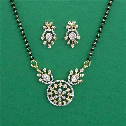 American Diamond Classic Mangalsutra with Rhodium Plating 2 Tone Plating