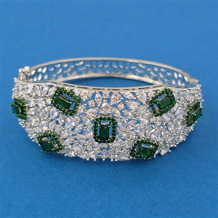 American Diamond Broad Kada with Rhodium Plating