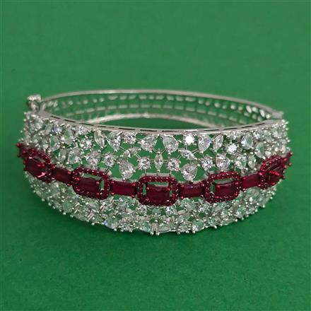 American Diamond Broad Kada with Rhodium Plating