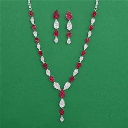 American Diamond Classic Necklace with Rhodium Plating