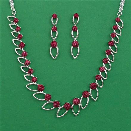 American Diamond Classic Necklace with Rhodium Plating