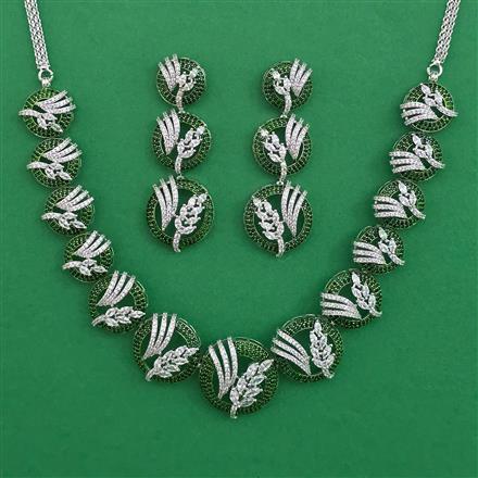 American Diamond Classic Necklace with Rhodium Plating