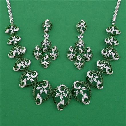 American Diamond Classic Necklace with Rhodium Plating