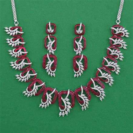 American Diamond Classic Necklace with Rhodium Plating