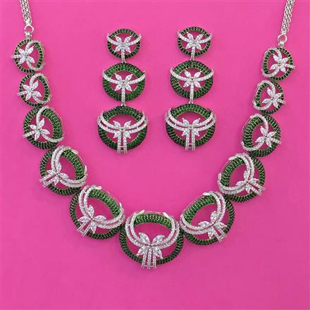 American Diamond Classic Necklace with Rhodium Plating