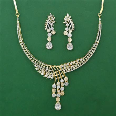 American Diamond Classic Necklace with 2 Tone Plating