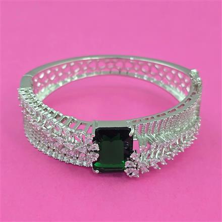 American Diamond Broad Kada with Rhodium Plating