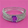 American Diamond Broad Kada with Rhodium Plating