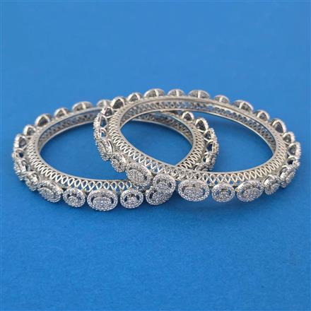 American Diamond Classic Bangles with Rhodium Plating