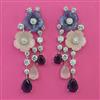 American Diamond Long Earring with Rhodium Plating