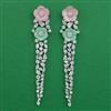 American Diamond Long Earring with Rhodium Plating