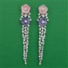 American Diamond Long Earring with Rhodium Plating