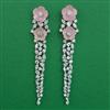 American Diamond Long Earring with Rhodium Plating